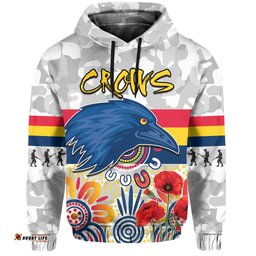crows anzac hoodie adelaide football aboriginal poppy