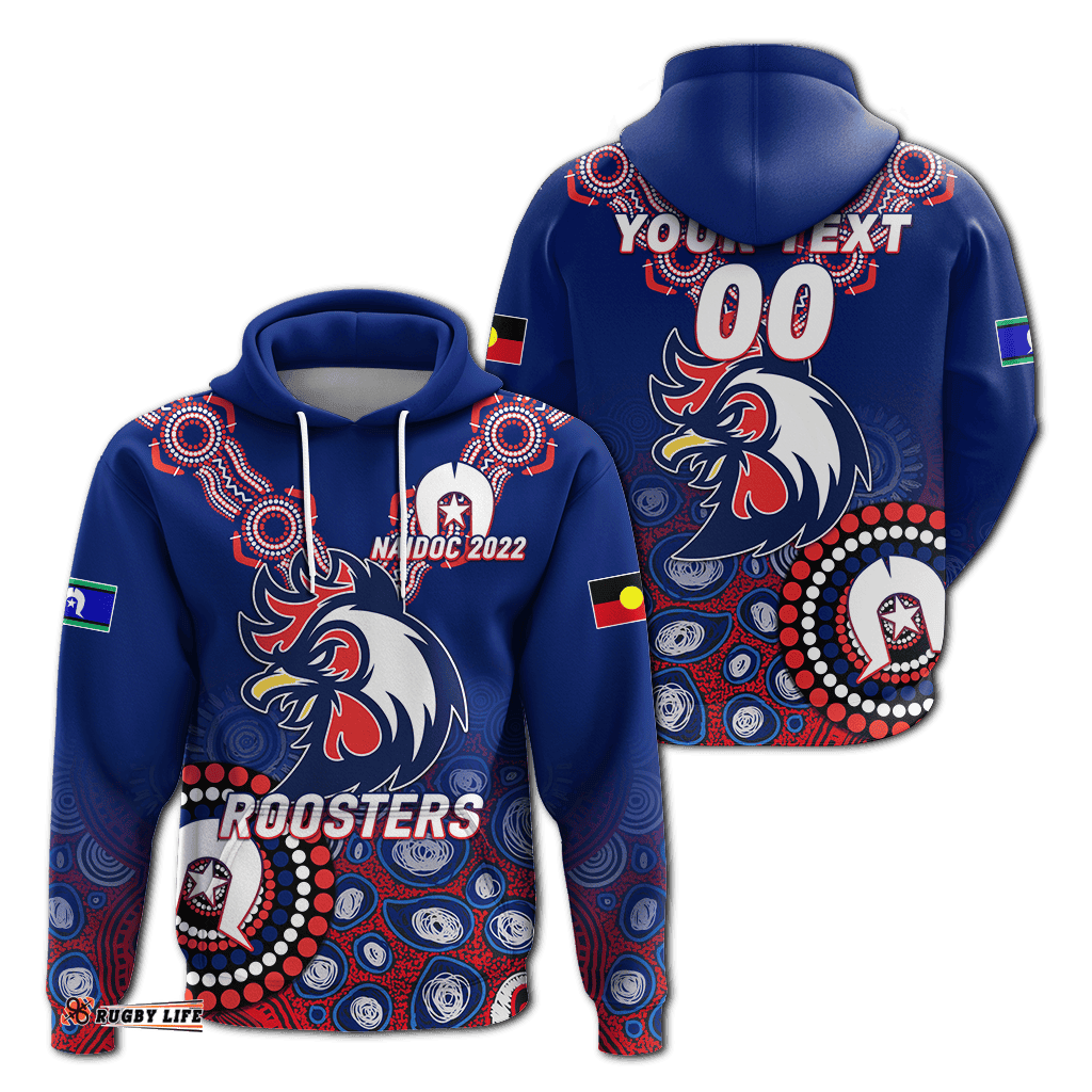 custom personalised roosters rugby naidoc aboriginal hoodie