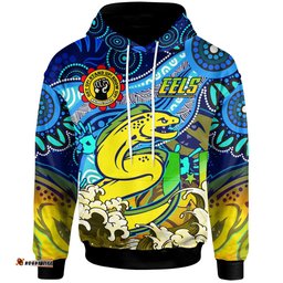 eels rugby hoodie custom paramata eels naidoc week celebrations "get up stand up show up" with aboriginal patterns hoodie rlt12