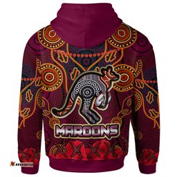 maroons rugby hoodie aboriginal anzac day kangaroo with poppy flower patterns hoodie rlt12