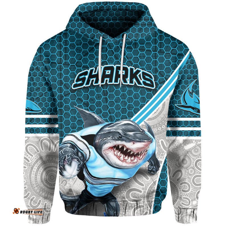 custom personalised sharks rugby hoodie mix aboriginal simple 07