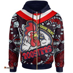 roosters rugby hoodie custom roosters rugby ball with aboriginal contemporary dot painting pattern hoodie rlt12