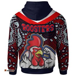 roosters rugby hoodie custom roosters rugby ball with aboriginal contemporary dot painting pattern hoodie rlt12