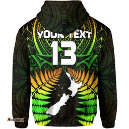 custom text and number aotearoa fern hoodie new zealand hei tiki special style