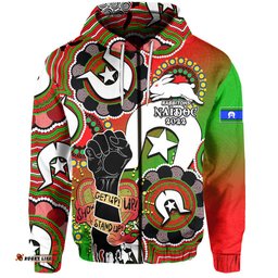 custom personalised rabbitohs rugby naidoc week hoodie lets fight together 02
