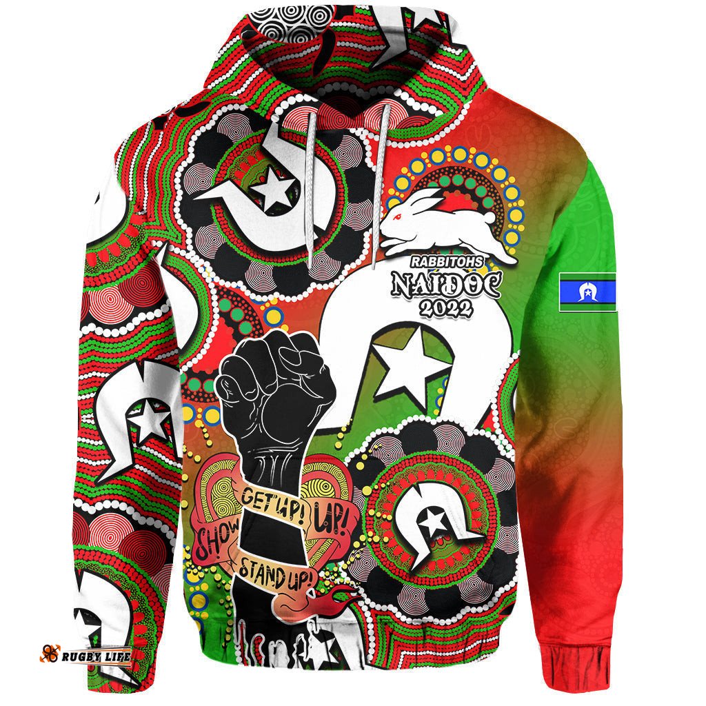 custom personalised rabbitohs rugby naidoc week hoodie lets fight together 02