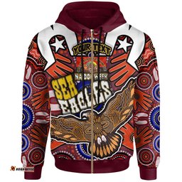 sea eagles rugby hoodie custom naidoc week eagle aboriginal dot artwork get up stand up show up aboriginal culture hoodie rlt12