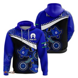 custom personalised naidoc week hoodie torres strait islanders version blue aboriginal turtles