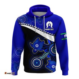 custom personalised naidoc week hoodie torres strait islanders version blue aboriginal turtles