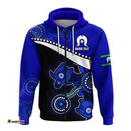 custom personalised naidoc week hoodie torres strait islanders version blue aboriginal turtles