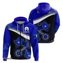 custom personalised naidoc week hoodie torres strait islanders version blue aboriginal turtles