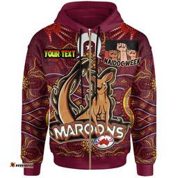 maroons rugby hoodie custom naidoc week get up stand up show upmaroons kangaroo with aboriginal culture hoodie rlt12