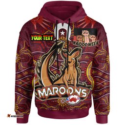 maroons rugby hoodie custom naidoc week get up stand up show upmaroons kangaroo with aboriginal culture hoodie rlt12