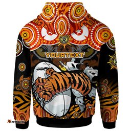 tigers rugby hoodie custom naidoc week and torres strait islands with aboriginal culture dot painting hoodie rlt12