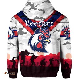sydney roosters anzac zip up and pullover hoodie simple style white