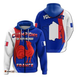 custom personalised france rugby hoodie champions six nations