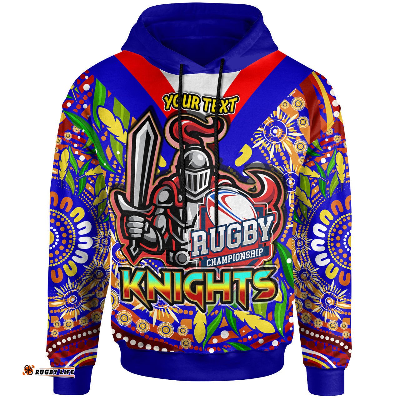 knights rugby hoodie custom knights rugby with aboriginal background hoodie rlt12