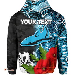 custom personalised sharks anzac day aboriginal mix army patterns hoodie