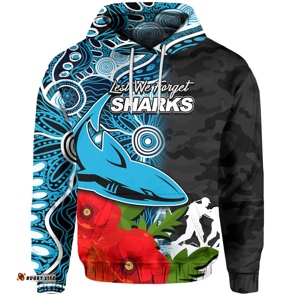 custom personalised sharks anzac day aboriginal mix army patterns hoodie