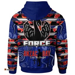 force rugby hoodie aboriginal anzac day "lest we forget" swan with poppy flower patterns hoodie rlt12