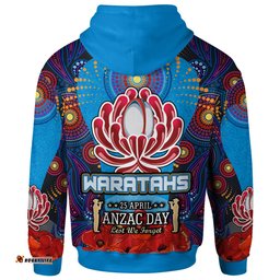 waratahs rugby hoodie aboriginal anzac day "lest we forget" waratah and poppy flower patterns hoodie rlt12