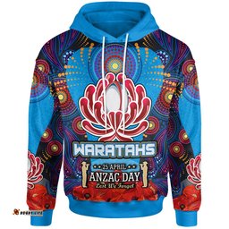 waratahs rugby hoodie aboriginal anzac day "lest we forget" waratah and poppy flower patterns hoodie rlt12