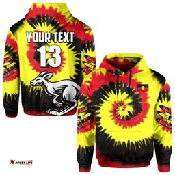 custom text and number australia aboriginal hoodie colorful tie dye