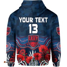 custom text and number demons anzac hoodie casey football aboriginal poppy