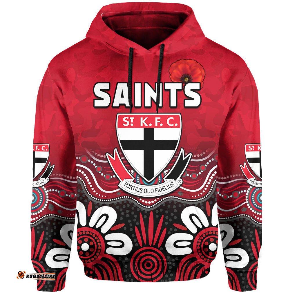 saints anzac hoodie st kilda aboriginal remember them