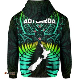 aotearoa fern hoodie new zealand hei tiki green style