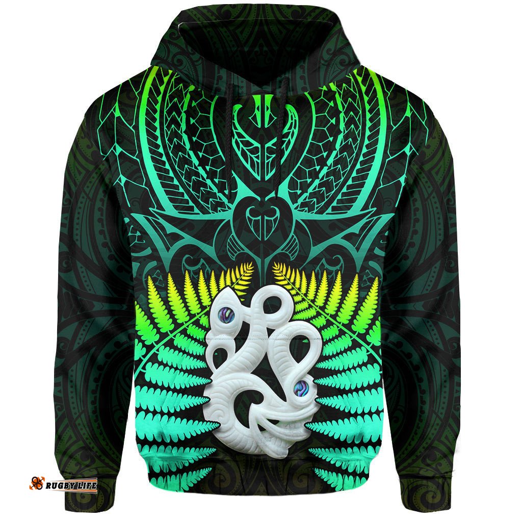 aotearoa fern hoodie new zealand hei tiki green style