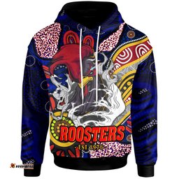 rooster rugby hoodie custom angry rooster rugby with aboriginal indigenous dot painting style rlt12