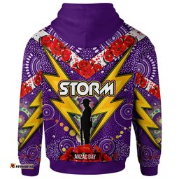 storm rugby hoodie aboriginal anzac day soldier lightning with poppy flower patterns hoodie rlt12
