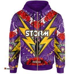 storm rugby hoodie aboriginal anzac day soldier lightning with poppy flower patterns hoodie rlt12