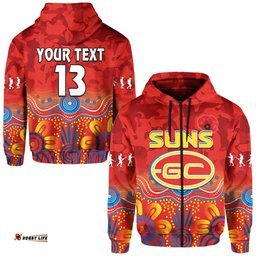 custom text and number suns anzac hoodie gold coast aboriginal poppy