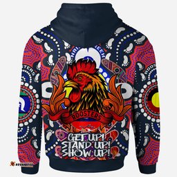 rooters rugby hoodie sydney roosters naidoc week celebrations with aboriginal footprint and boomerangs dot art hoodie rlt12