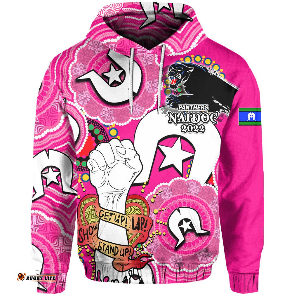custom personalised panthers rugby naidoc week hoodie lets fight together pink style 08