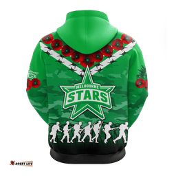 melbourne stars anzac hoodie camouflage with poppy