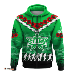 melbourne stars anzac hoodie camouflage with poppy