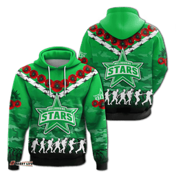 melbourne stars anzac hoodie camouflage with poppy