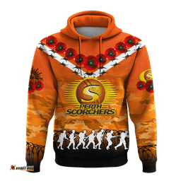 perth scorchers anzac hoodie camouflage with poppy
