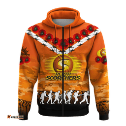 perth scorchers anzac hoodie camouflage with poppy