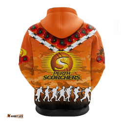 perth scorchers anzac hoodie camouflage with poppy