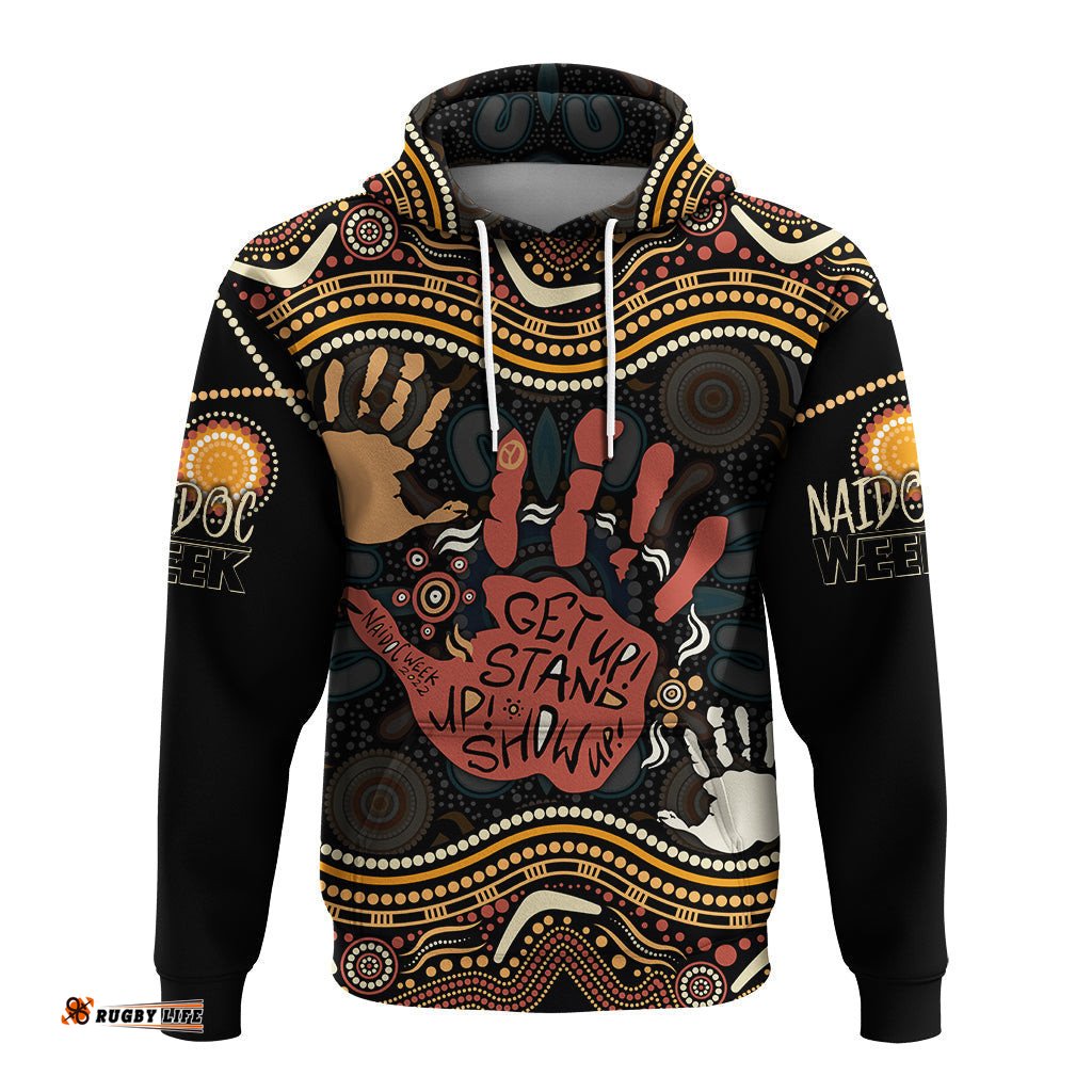personalised naidoc week hoodie aboriginal art hand stencils