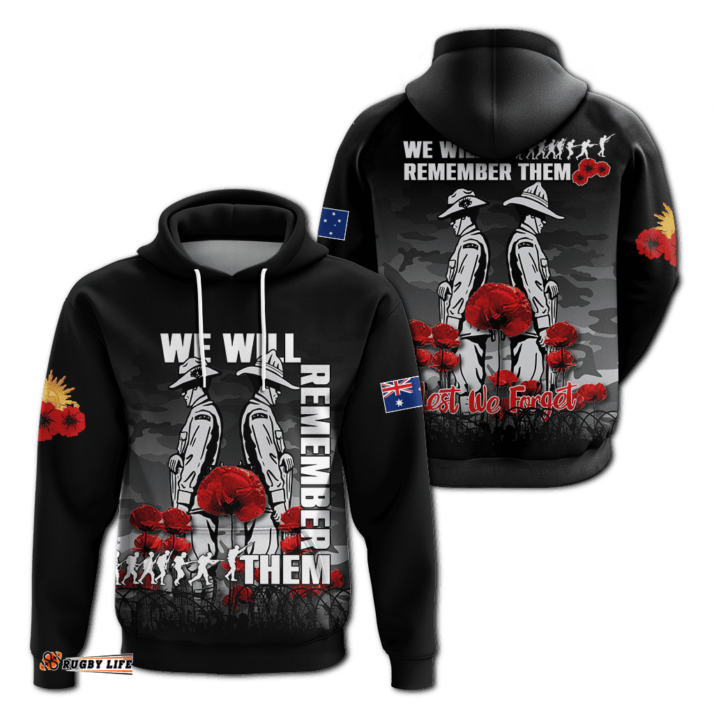 australia anzac hoodie camouflage with poppy black