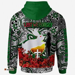 rabbitohs rugby anzac day watercolor hoodie lest we forget indigenous dreaming rabbitohs rlt12