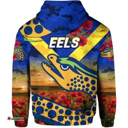 parramatta eels anzac zip up and pullover hoodie poppy flowers vibes blue