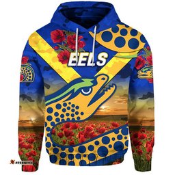 parramatta eels anzac zip up and pullover hoodie poppy flowers vibes blue