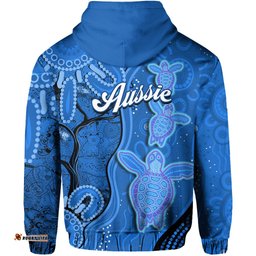 australian aboriginal art hoodie aussie turtle blue version