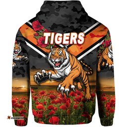 wests tigers anzac zip up and pullover hoodie poppy flowers vibes
